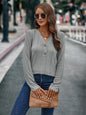 Autumn Winter Women Clothing Button Knitted Texture Top