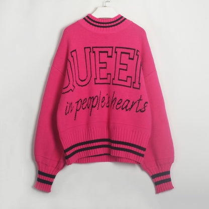 Women Clothing Letters All Match Top Simple Street Sweater