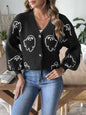 Halloween Sweater Coat Women Clothing Loose Casual Button Sweater Cartoon Jacquard Cardigan Women