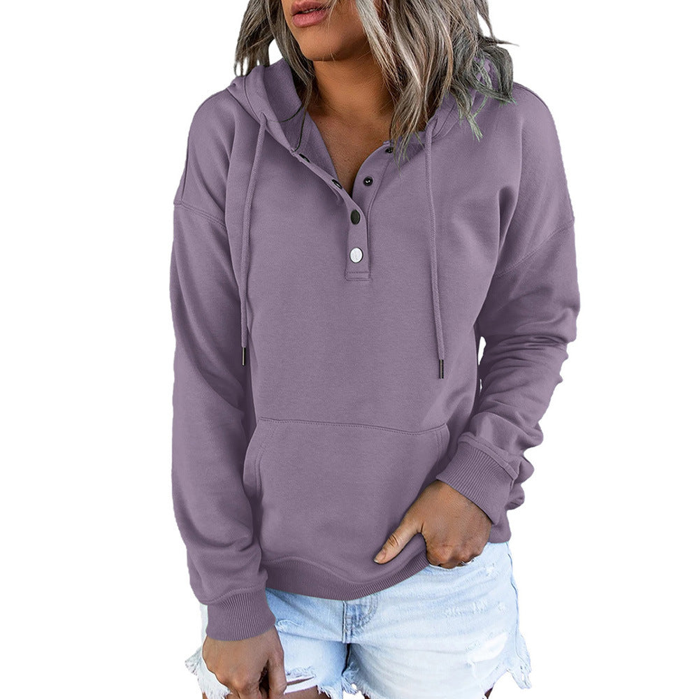 Solid Color Hooded Sweater Women Shiying Loose Oversized Long Sleeves Top