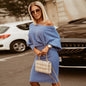 Fall Winter Slim Slimming Elegant Dress Oversized Knit Batwing Sleeve Dress