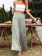 Spot Goods Summer Casual Wide Leg Cotton Linen Popular High Waist Loose Pants Women Pants