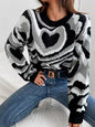 Popular Autumn Winter Irregular Asymmetric Pattern round Neck Long Sleeve Knitted Sweater Pullover Women