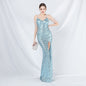 Craft Beaded Long Strap Evening Dress