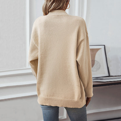 Elegant Knitted Cardigan Women Autumn Winter Women Plain Single Breasted Sweater Coat