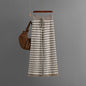 Autumn Winter Striped Wide Leg Pants High Waist Drooping Loose Knitted Mop Straight Wool Casual Pants