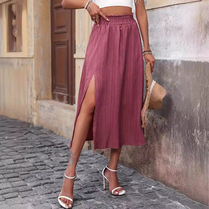 Popular Spring Autumn Women Clothing Fashionable Elegant Pleated Slit Skirt