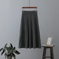 Woolen Knitted Skirt Women Mid Length Thickened Autumn Winter High Waist Slimming A line Pleated Skirt Big Hem Umbrella Skirt