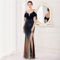 Velvet Spaghetti Straps Cocktail Evening Dress Dress Elegant Company Annual Meeting Women Sexy Long Short Sleeve