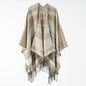 Tassel Lengthen Thicken Imitation Cashmere Autumn Winter Ethnic Travel Split Shawl Cape