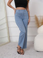 Women's Casual Straight Pants High Waist Button Elastic Trousers