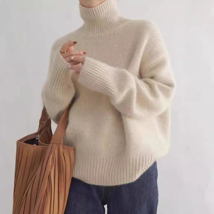 Idle Turtleneck Knitting Sweater Women Autumn Winter Soft Glutinous Solid Color Loose Inner Wear Comfortable Korean Women Dinified Sweater