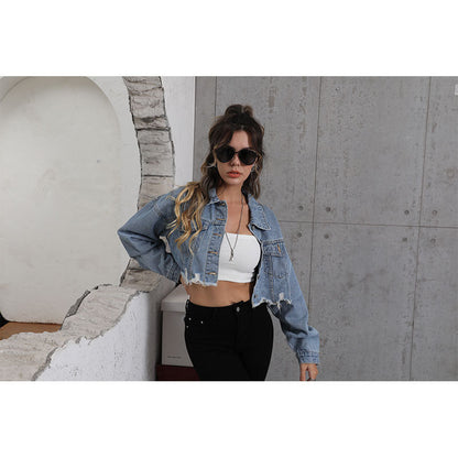 Denim Short Jacket Straight Women Jacket Street Denim Jacket