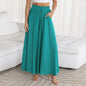 Summer Women Clothing Solid Color Elastic Waist Wide Leg Long Casual Pants Women Clothing