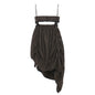 Autumn Winter Niche Hollow Out Cutout Waist Design Irregular Asymmetric Hem Pleating Fashionable Chain Suspender Skirt Women
