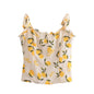 Spring Women Clothing Lemon Leaves Printed Heart-Shaped Collar Tight Waist Slimming Lace up Camisole Tie Strap