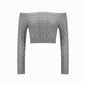 Sexy Off Neck Cable Knit Sweater Women Autumn Winter Sexy Slim Short Bottoming Shirt Sweater