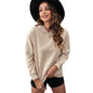 Autumn Winter Solid Color Pocket Hooded  for Women All Matching Long Sleeve Top