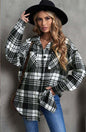 Fall Winter Lapels Single-Breasted Shirt Office Women Loose Plaid Wool Coat