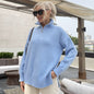 Zipper Women Autumn Winter All Matching Graceful Casual Slit Long Sleeved Knitwear Sweater