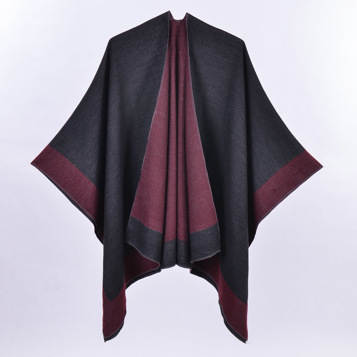 Women Spring Scarf Shawl All Match Solid Color Four Seasons Imitation Cashmere Split Cloak