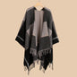 Best Seller Shawl Plaid Double Sided Cape Cloak Fleece Lined Thick Split Towel