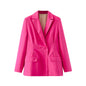 Women Wear Early Spring Double Breasted Pleated Slim Rose Red Blazer