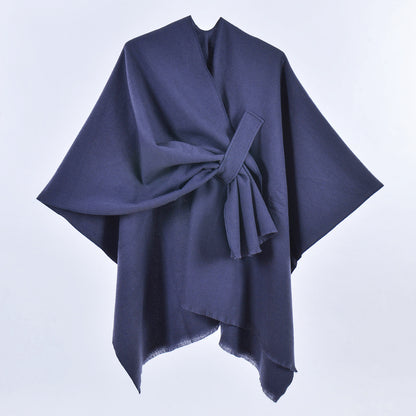 Women Spring Scarf Shawl All Match Solid Color Four Seasons Imitation Cashmere Split Cloak