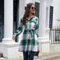 Women Long Sleeved Thick Checks  Design Retro Coat for Women