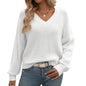 Women's Clothing Autumn Winter Hollow Out Cutout out V-neck Long Sleeve Sweater Women