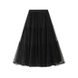 Women Two Sided Bright Yarn Mesh Skirt Autumn Winter Pleated Skirt High Waist Drape Gauze Skirt Long Skirt