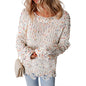 Color Spotted round Neck Sweater Women Winter Knitted Long Sleeve Top Women