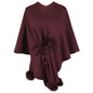 Solid Color Fur Ball Cape Sweater for Women Autumn Winter Women Shawl Knitted Cardigan