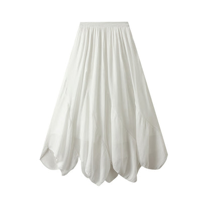 French Irregular Asymmetric High Waist Skirt Women Summer Fishtail Skirt Maxi Dress Wavy Edge