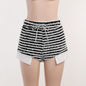 Texture Striped Drawstring High Waist Super Short Shorts Sexy Sexy Casual All Matching Pants Women