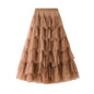 Spring Tiered Dress Mesh Long Skirt Design Skirt Easy Matching Mesh Stitching Pettiskirt