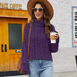 Thick Hemp Floral Turtleneck Sweater Solid Color Casual Sweater Women Short Loose Pullover Sweater