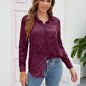 Women Romantic Fabric Lace Solid Color Long Sleeve Shirt Women