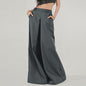 Simple Elegant Pleated Low Waist Loose Wide Leg Pants Work Pant Women Solid Color All Matching Draping Mop Casual Trousers