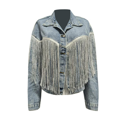 Spring Temperamental Tassels Niche Design Loose Slimming Denim Women Jacket