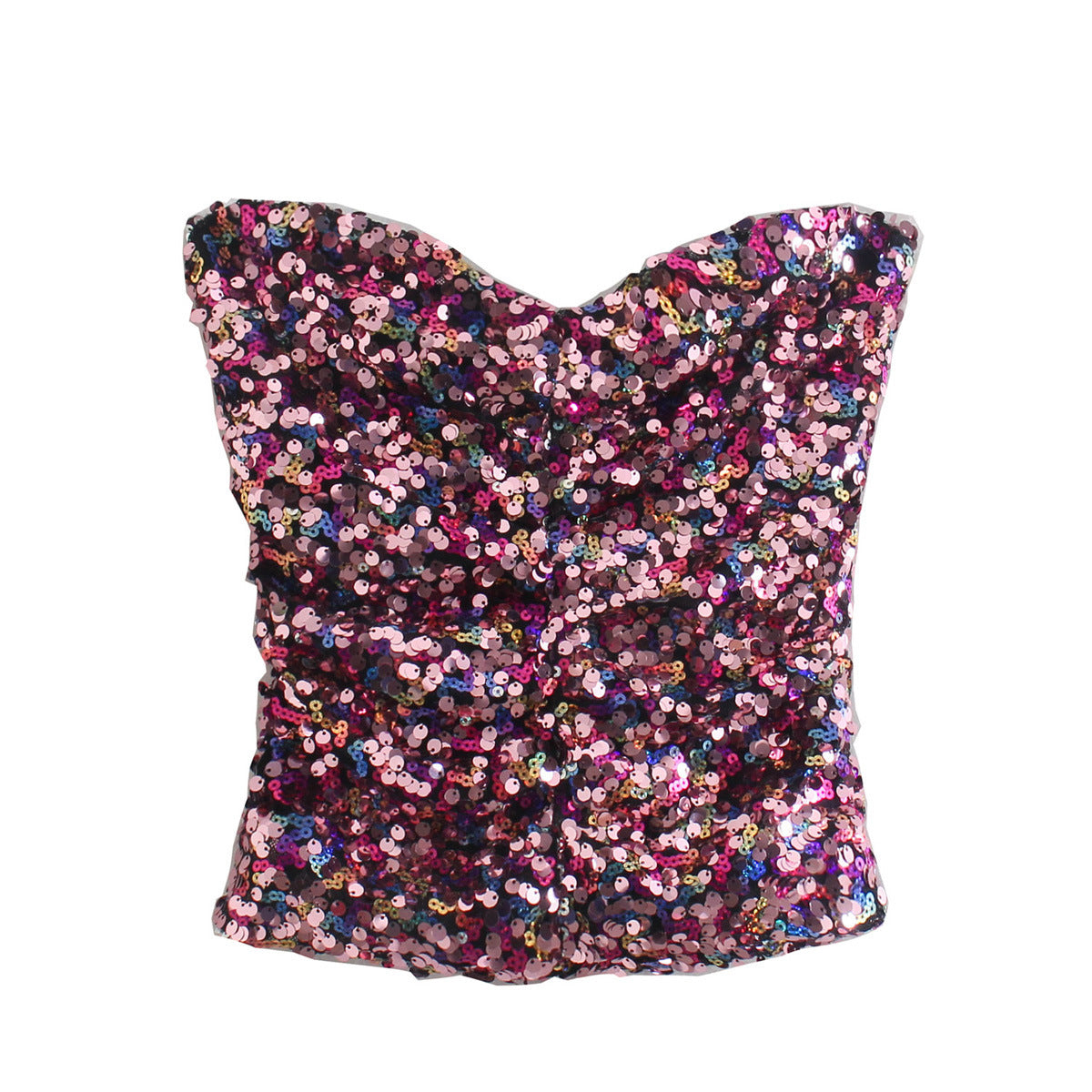 Summer Women Clothing Slim-Fit Sequined Short Top Tube Top
