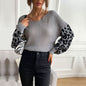 Autumn Women Thin round Neck Knitted Pullover Leopard Print Sweater Women