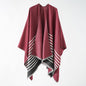 Shawl Four Seasons Double Sided Tassel Slit Knitted Warm Cloak Robe Dual Use Blanket Scarf