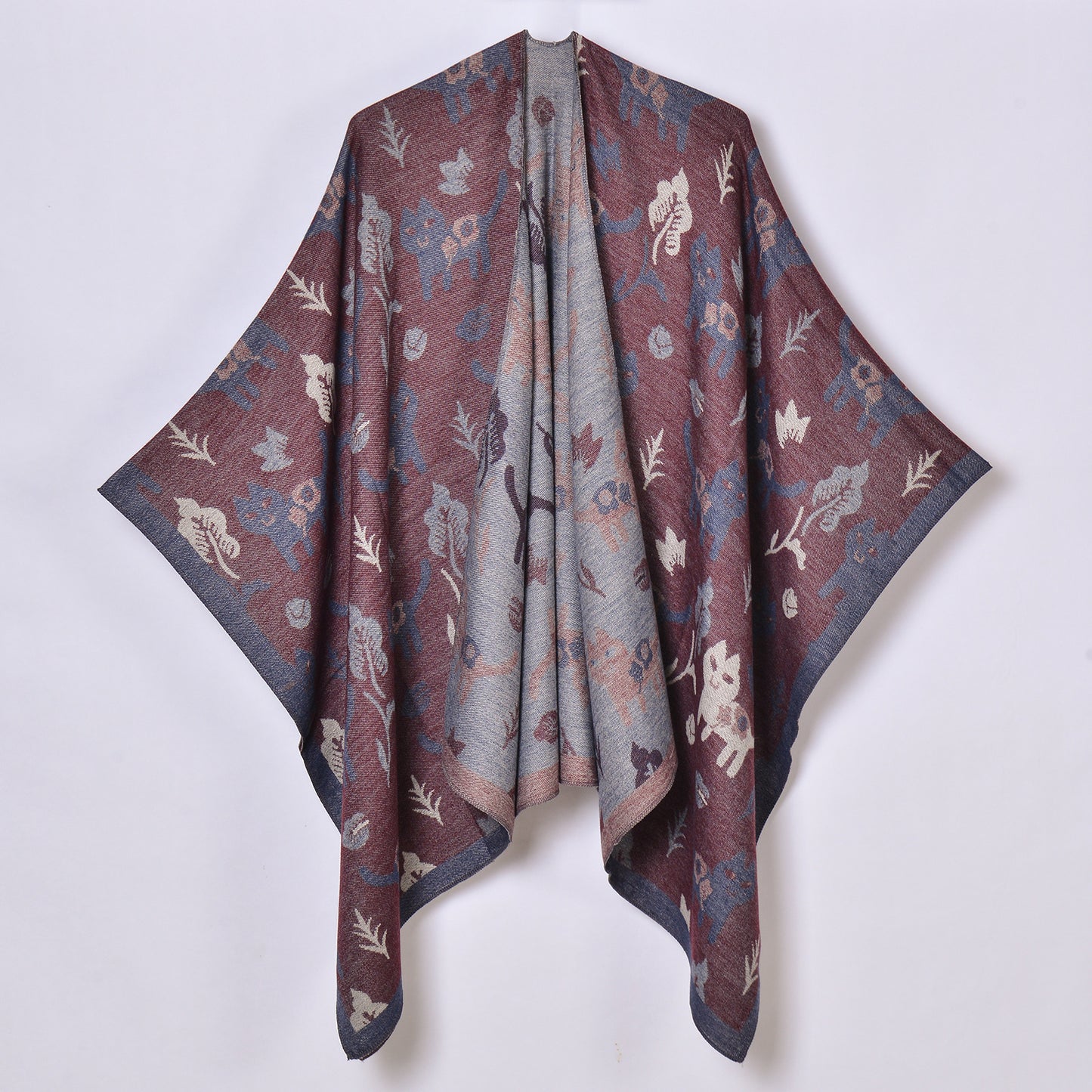 Ladies Artificial Cashmere Scarf Shawl Japanese Korean Cartoon Double Sided Jacquard Cardigan