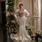 Medieval Court White Elegant Silk Dress Tight Waist Fishtail Dress Sexy Bridal Wedding Dress