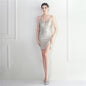 Ouble Shoulder Craft Beaded Sequined Sling Wrap Hip Short Dress Sexy Nightclub Dress