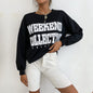 Autumn Women Clothing Long Sleeve Letter Graphic Crew Neck Sweater