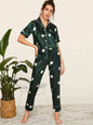 Imitated Silk Pajamas Women Home Wear Two-Piece Short-Sleeved Trousers