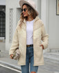 Arrival Women Clothing Autumn Winter Cardigan Hooded Mid Length Loose Zip Plush Coat for Women