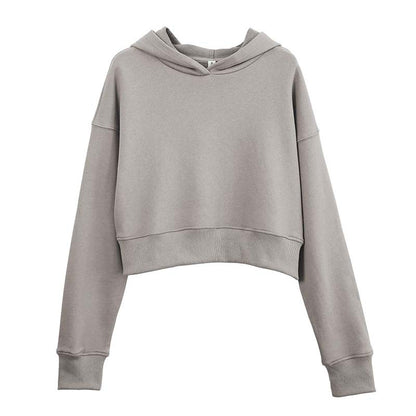 Short Sweater Sexy Cropped Sexy Women  Outdoor Pullover Hooded Fitness Sportswear Long Sleeve Women